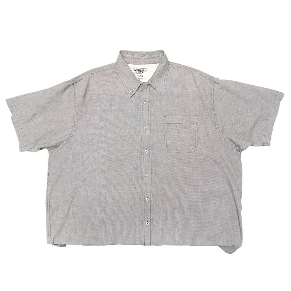 Wrangler Hero Mens 3XL Western Work Shirt‎ Black White Plaid Cotton Short Sleeve